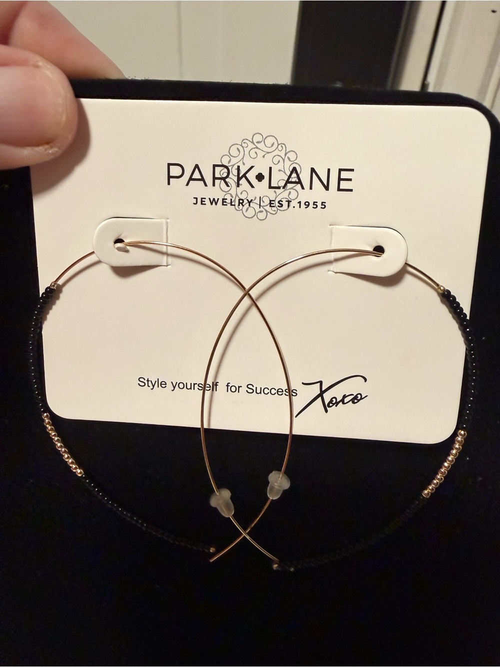 Park Lane Gold-Tone Hoop Earrings with Black Beaded Accents